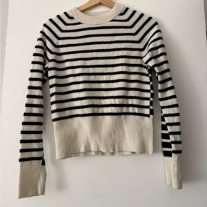 ARKET 100% Merino Wool Two Tone Navy and Cream striped Sweater